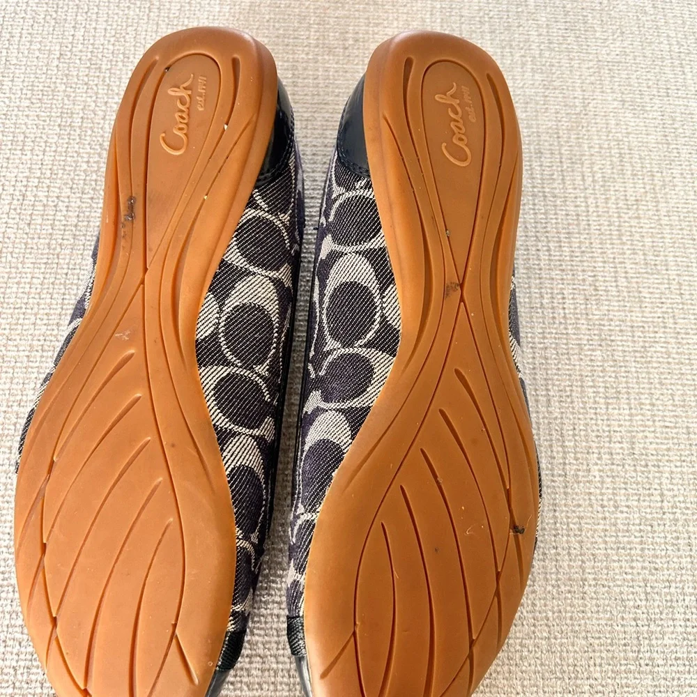 Coach Women's Canvas Leather Signature Slip-On Ballet Flats Blue Size 8 - Picture 5 of 8